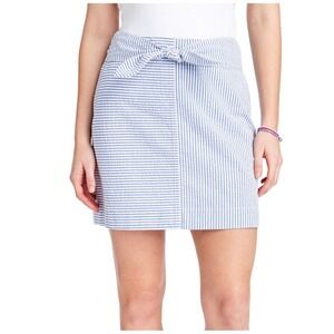 Vineyard Vines Seersucker Skirt Blue‎ White Striped Tie Waist Casual Size 6 Mini